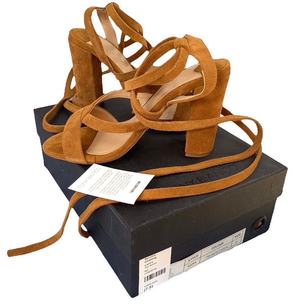 Tony bianco wrap suede heels 7.5